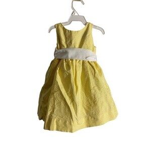 Ralph Lauren Baby Girl 9 mth yellow Striped Sleeveless Lined Party Dress